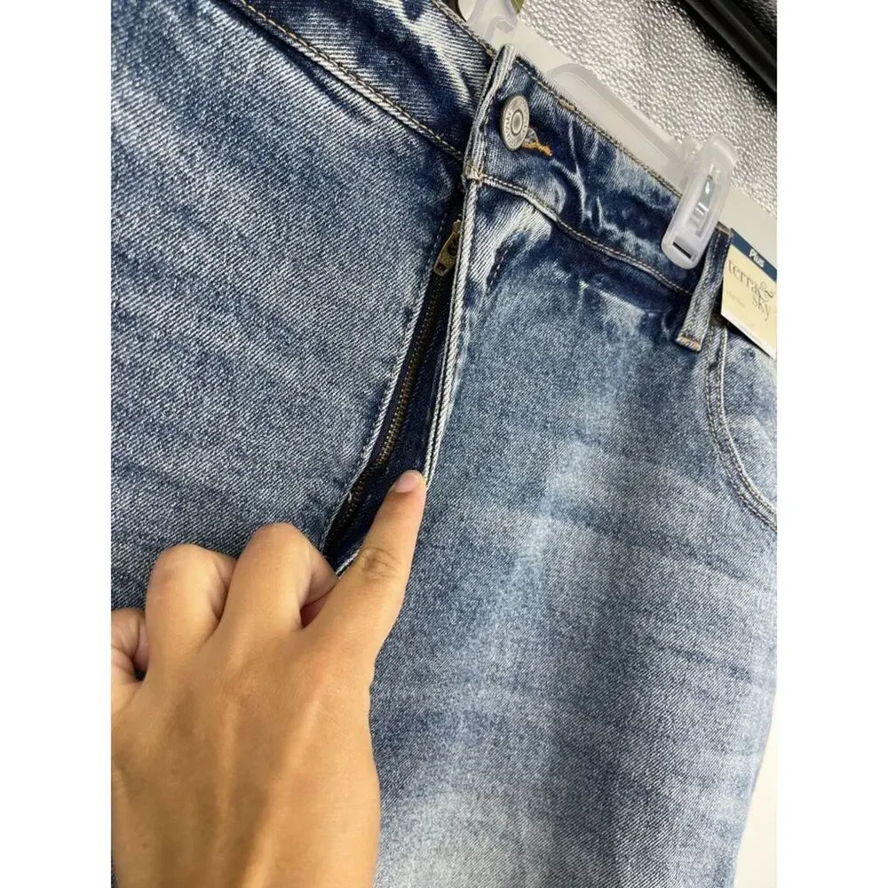 Terra & Sky Plus High Rise Blue Denim Jeans NEW Size 26W Womens Summer Vacation